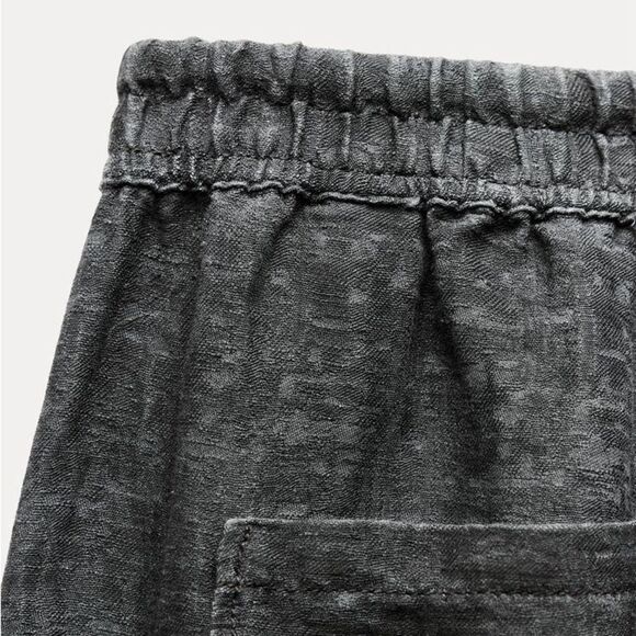 ZARA ZW COLLECTION LINEN BLEND JOGGER PANTS - Picture 2 of 12